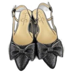 Jessica Simpson Black Glitter Bow Flats